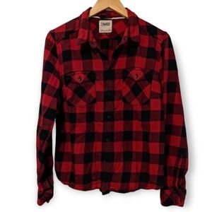 TNA Red Plaid Button down Shirt Size XL